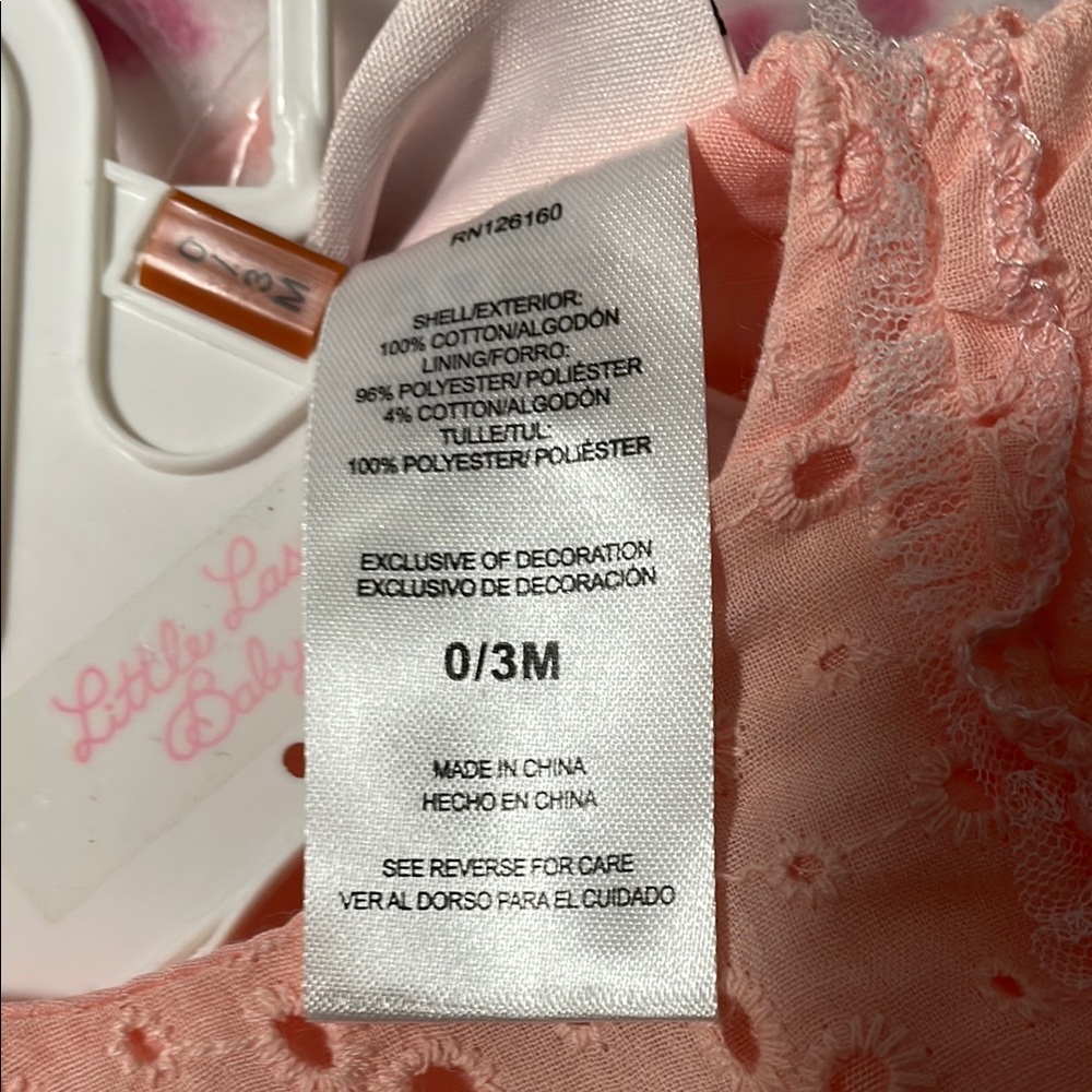 Peach Eyelet Dress with Floral Leggings - Picture 5 of 6